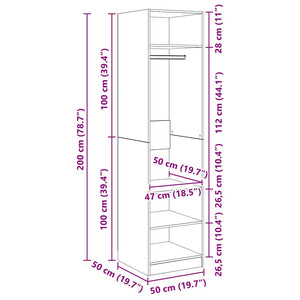 vidaXL Wardrobe White 50x50x200 cm Engineered Wood