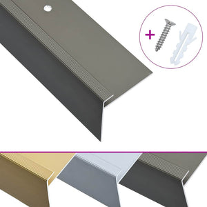 vidaXL F-Shape Stair Nosing 15 pcs. Aluminum 100 cm Brown