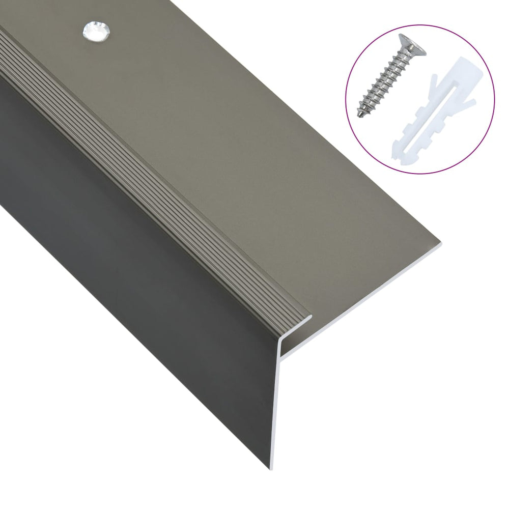 vidaXL F-Shaped Stair Edgings 15 pcs. Aluminum 134 cm Brown