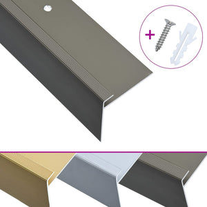 vidaXL F-Shaped Stair Edgings 15 pcs. Aluminum 134 cm Brown