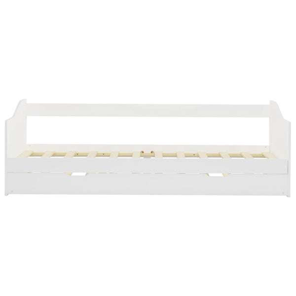 vidaXL Extendable Day Bed Frame White Pine Wood 90x200 cm