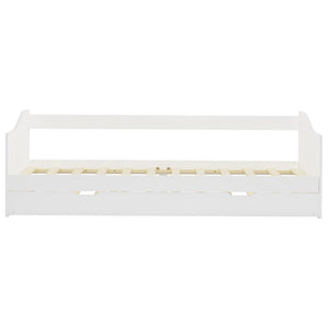 vidaXL Extendable Day Bed Frame White Pine Wood 90x200 cm