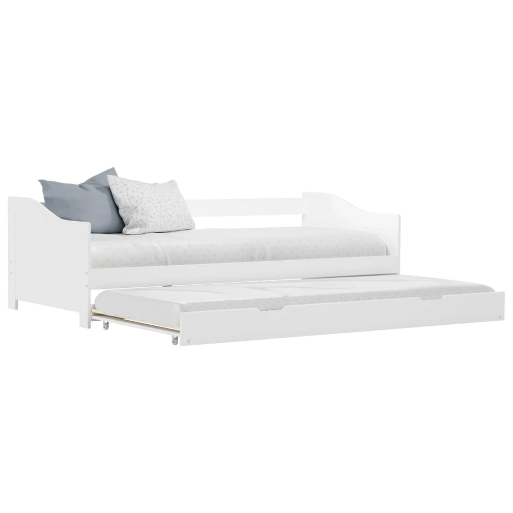 vidaXL Extendable Day Bed Frame White Pine Wood 90x200 cm
