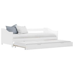 vidaXL Extendable Day Bed Frame White Pine Wood 90x200 cm