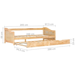 vidaXL Extendable Sofa Bed Frame Pine Wood 90×200 cm