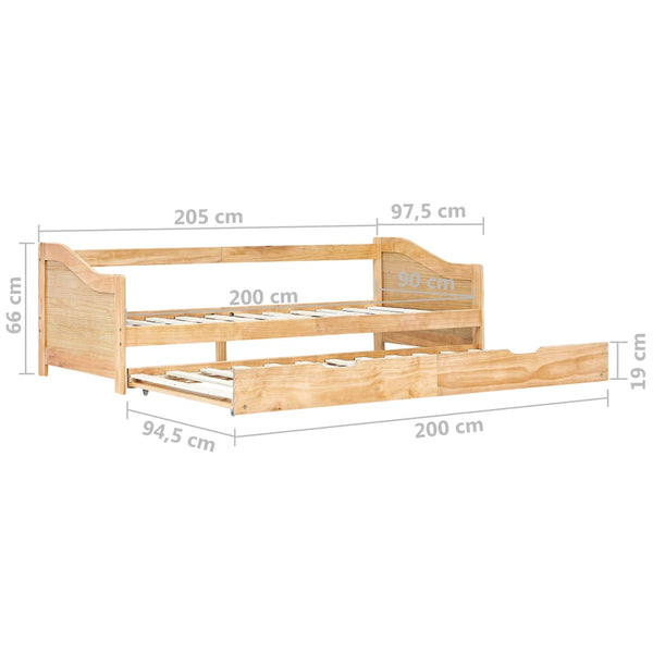 vidaXL Extendable Sofa Bed Frame Pine Wood 90×200 cm