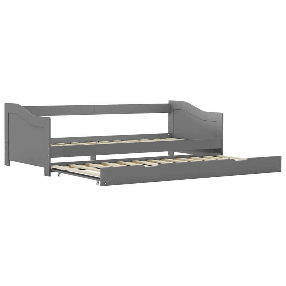 vidaXL Extendable Day Bed Frame Grey Pine Wood 90x200 cm