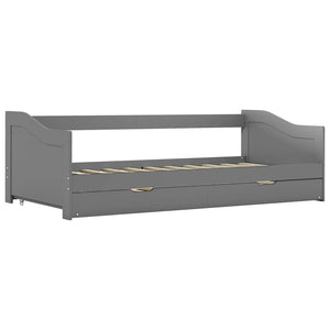 vidaXL Extendable Day Bed Frame Grey Pine Wood 90x200 cm