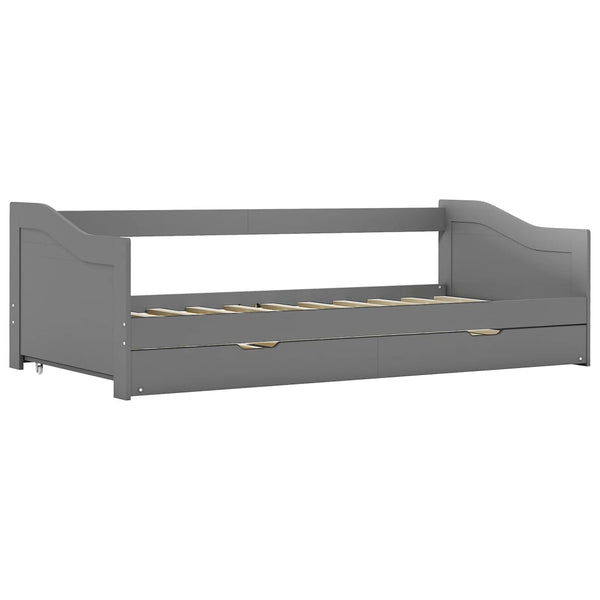 vidaXL Extendable Day Bed Frame Grey Pine Wood 90x200 cm