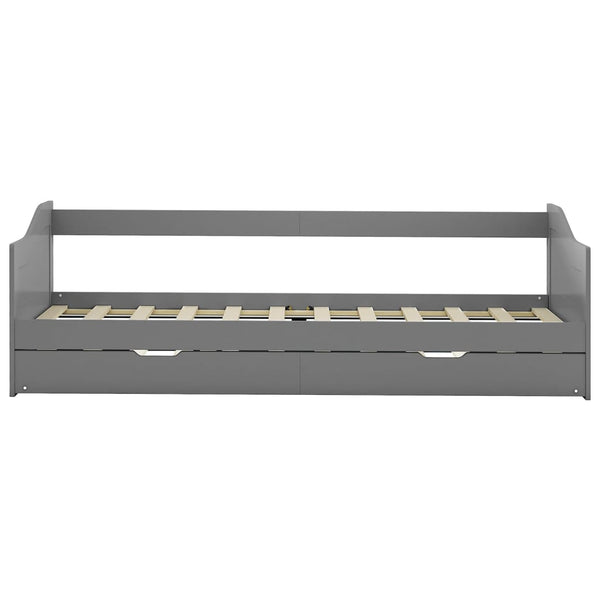 vidaXL Extendable Day Bed Frame Grey Pine Wood 90x200 cm