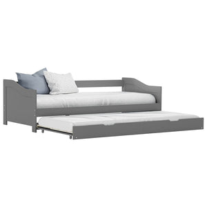 vidaXL Extendable Day Bed Frame Grey Pine Wood 90x200 cm