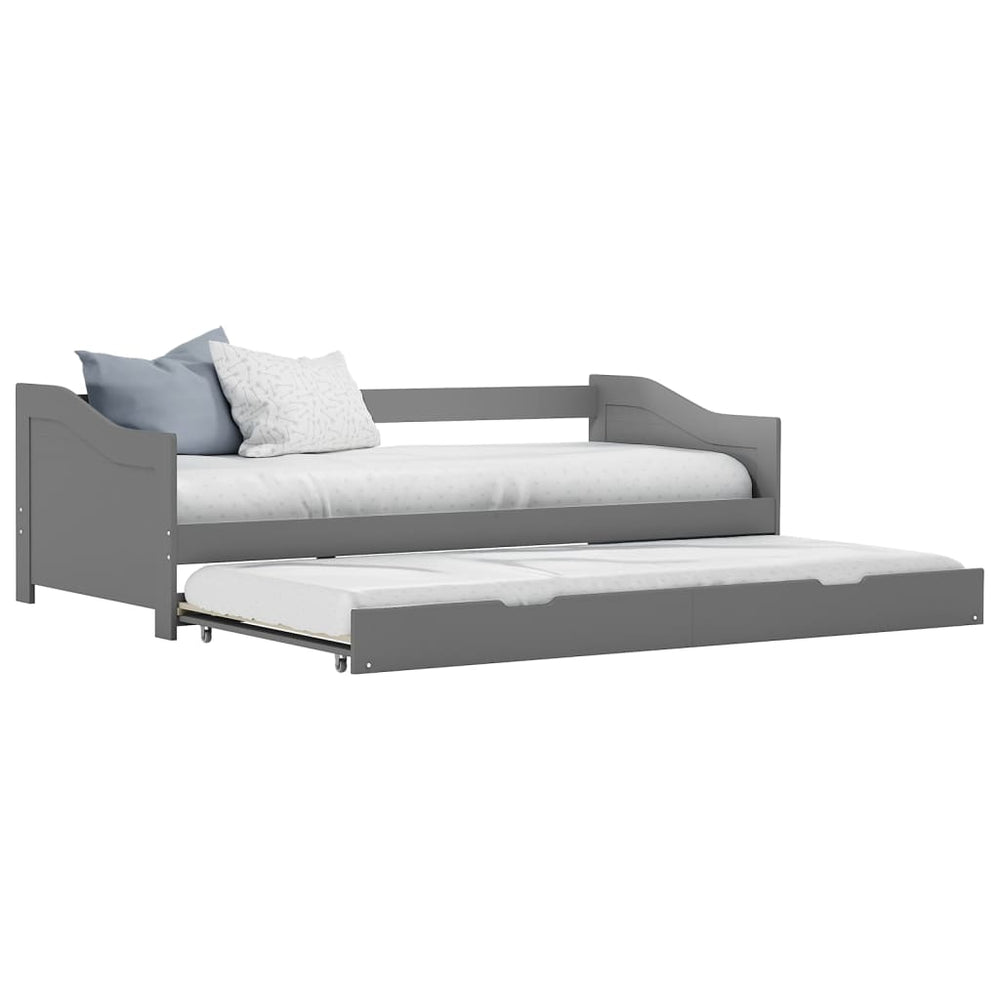 vidaXL Extendable Day Bed Frame Grey Pine Wood 90x200 cm