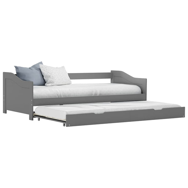 vidaXL Extendable Day Bed Frame Grey Pine Wood 90x200 cm