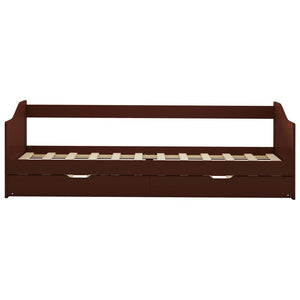 vidaXL Daybed Frame with Pull-out Bed Dark Brown Pinewood 90x200 cm