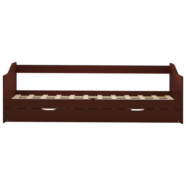 vidaXL Daybed Frame with Pull-out Bed Dark Brown Pinewood 90x200 cm