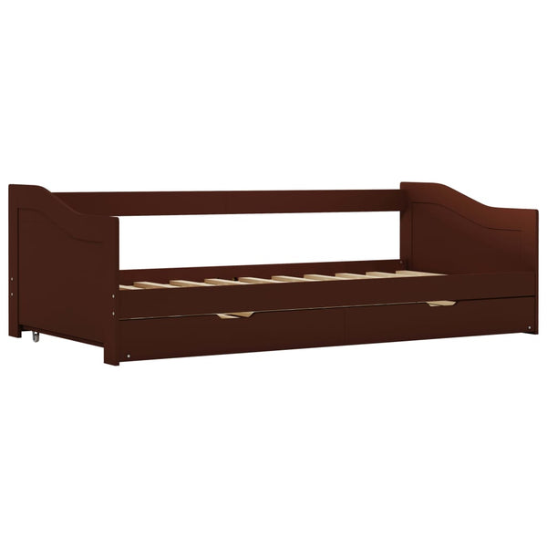 vidaXL Daybed Frame with Pull-out Bed Dark Brown Pinewood 90x200 cm