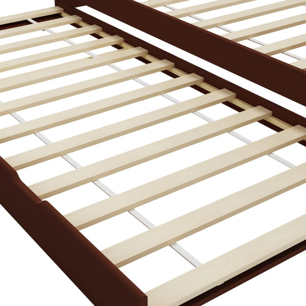 vidaXL Daybed Frame with Pull-out Bed Dark Brown Pinewood 90x200 cm
