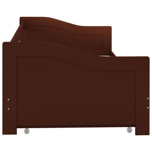 vidaXL Daybed Frame with Pull-out Bed Dark Brown Pinewood 90x200 cm