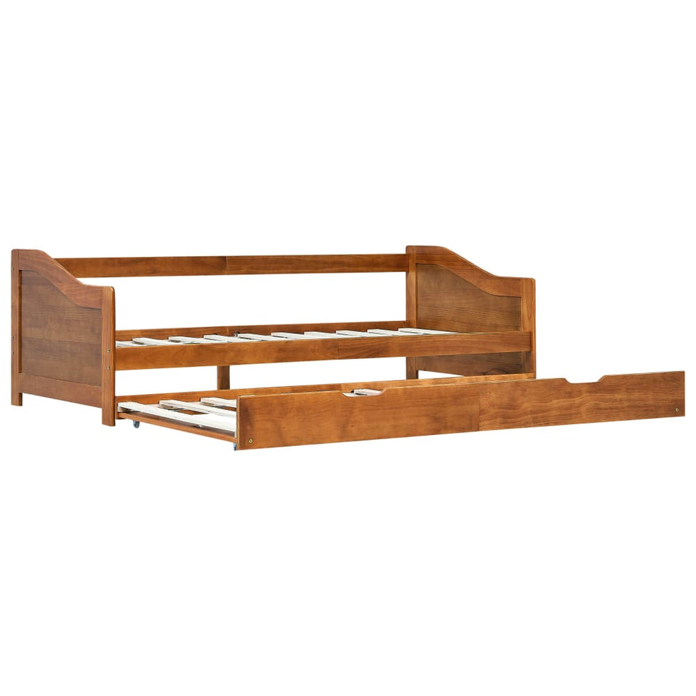 vidaXL Day Bed Frame with Pull-out Bed Honey Brown Pinewood 90x200 cm