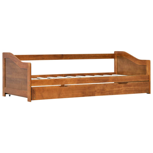 vidaXL Day Bed Frame with Pull-out Bed Honey Brown Pinewood 90x200 cm
