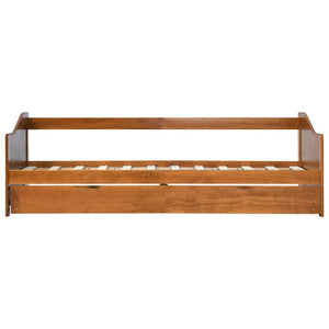 vidaXL Day Bed Frame with Pull-out Bed Honey Brown Pinewood 90x200 cm
