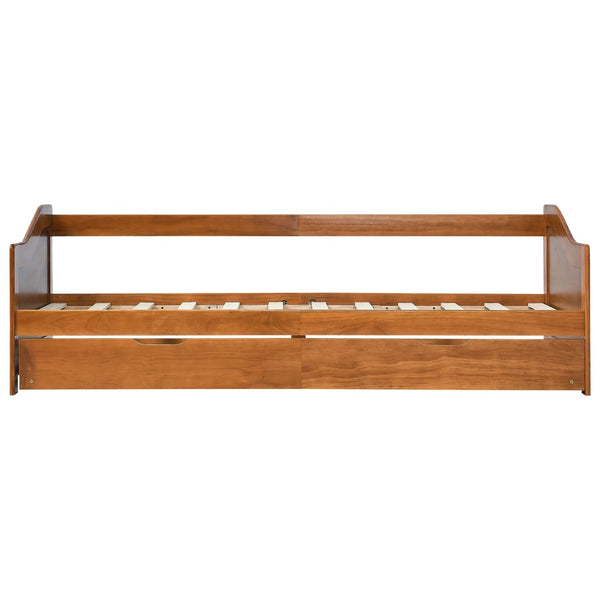 vidaXL Day Bed Frame with Pull-out Bed Honey Brown Pinewood 90x200 cm