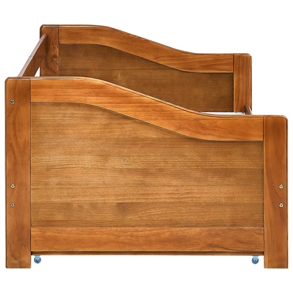 vidaXL Day Bed Frame with Pull-out Bed Honey Brown Pinewood 90x200 cm