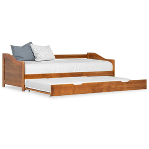 vidaXL Day Bed Frame with Pull-out Bed Honey Brown Pinewood 90x200 cm