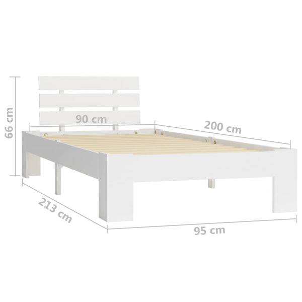 vidaXL Solid Pine Wood Bed White 90x200 cm