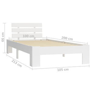 vidaXL Solid Wood Bed White Pine 100x200 cm