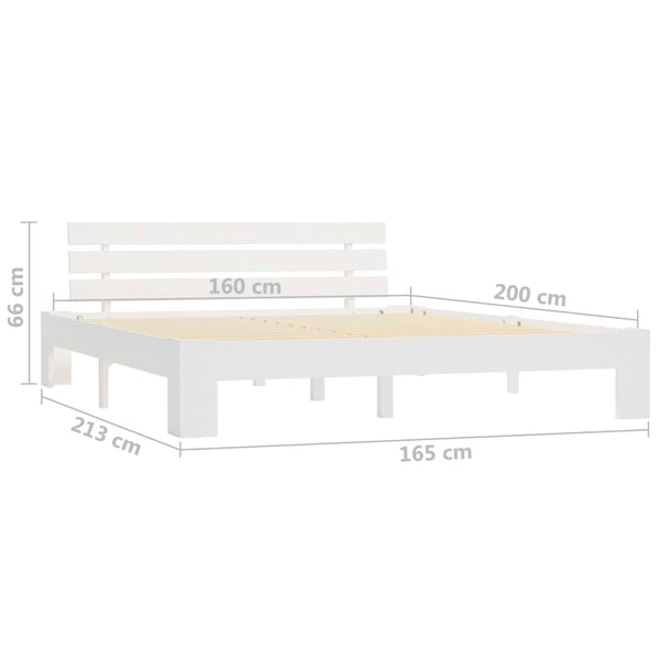vidaXL Solid Pine Bed White 160x200 cm