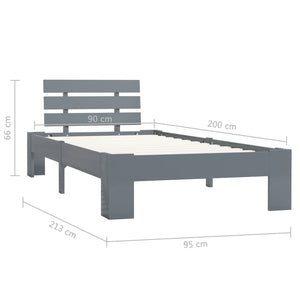 vidaXL Solid Wood Bed Grey Pine 90x200 cm