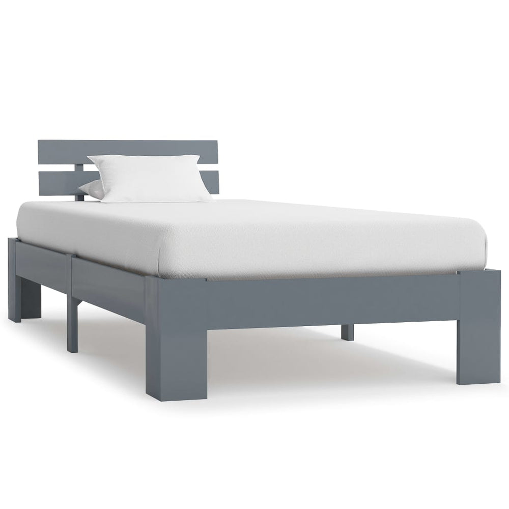 vidaXL Solid Wood Bed Grey Pine 100x200 cm