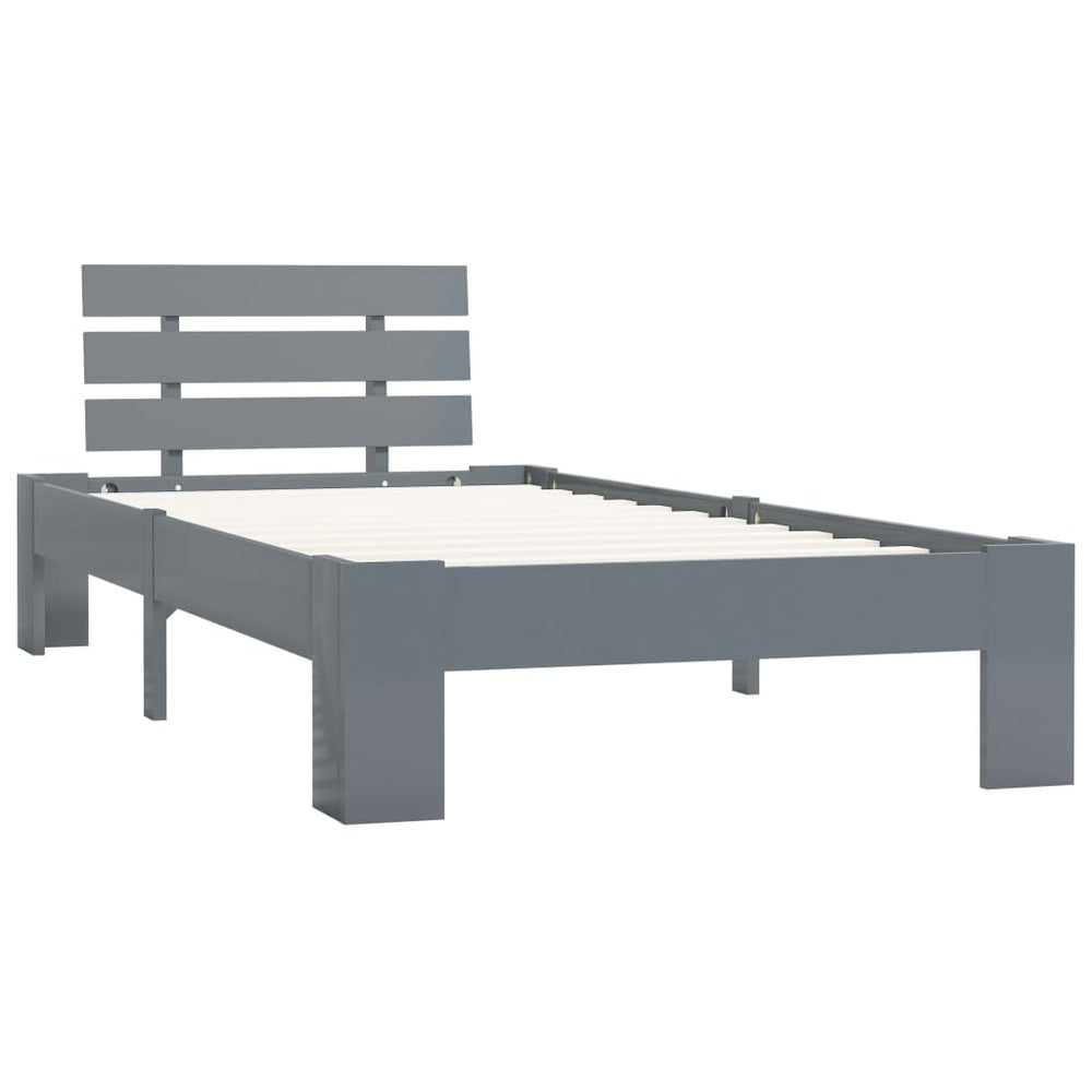 vidaXL Solid Wood Bed Grey Pine 100x200 cm