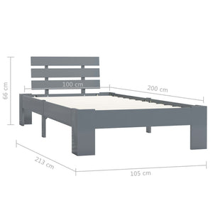 vidaXL Solid Wood Bed Grey Pine 100x200 cm