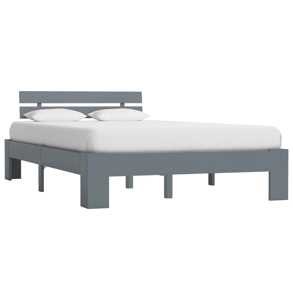 vidaXL Solid Wood Bed Grey Pine 120x200 cm