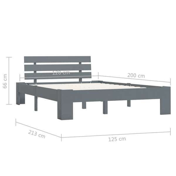 vidaXL Solid Wood Bed Grey Pine 120x200 cm