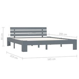 vidaXL Solid Wood Bed Grey Pine 160x200 cm
