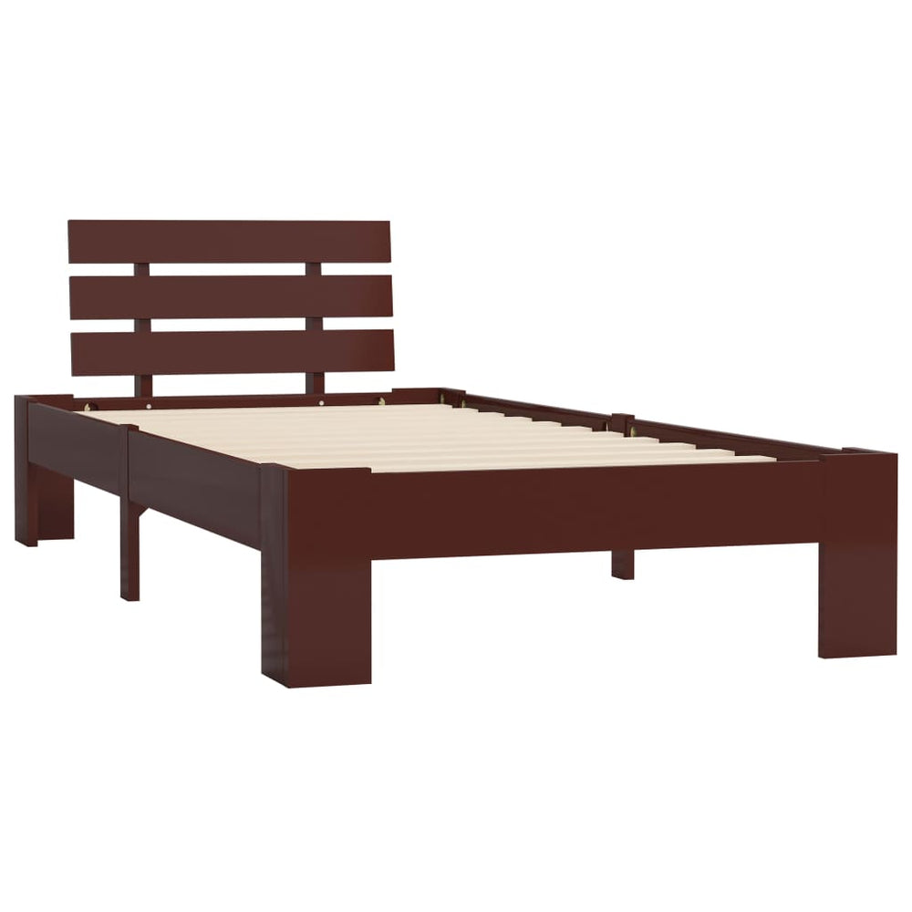 vidaXL Solid Wood Bed Dark Brown Pine 90x200 cm