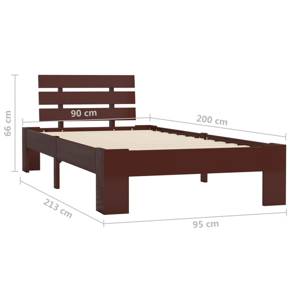 vidaXL Solid Wood Bed Dark Brown Pine 90x200 cm