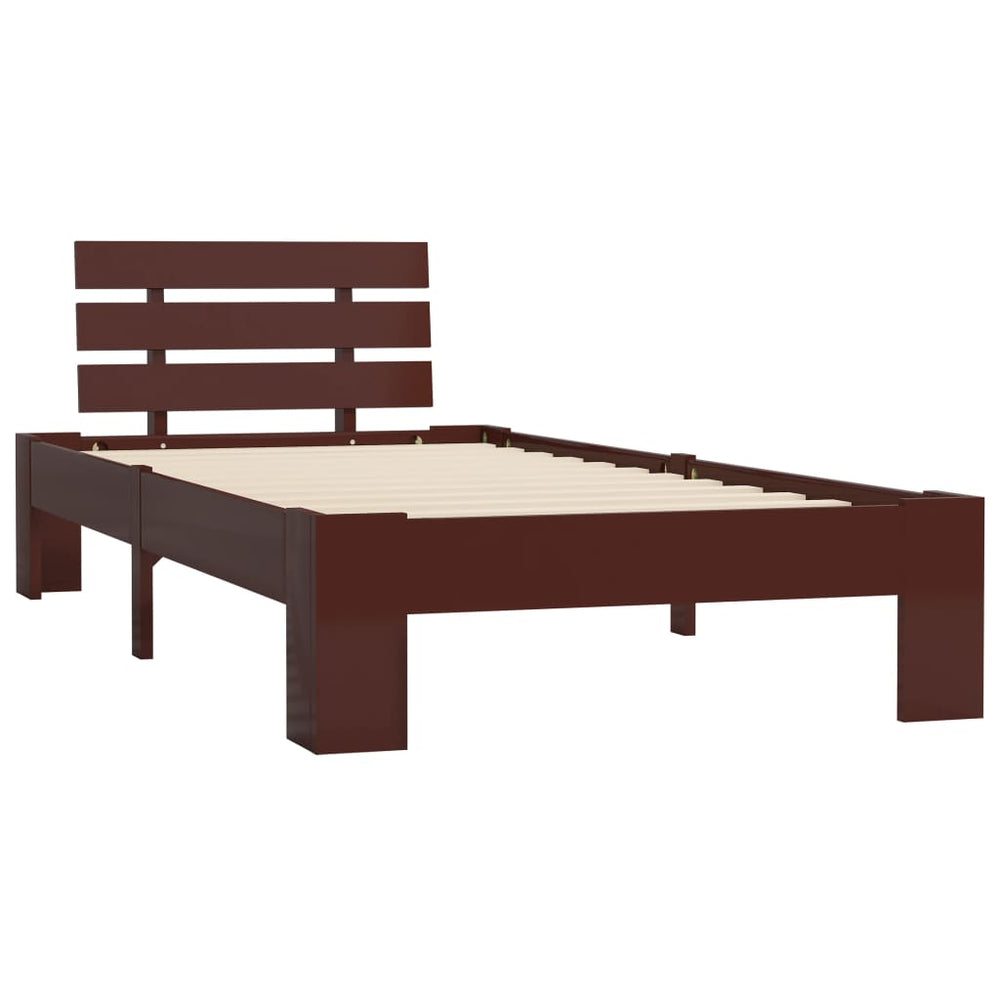 vidaXL Solid Wood Bed Dark Brown Pine 100x200 cm