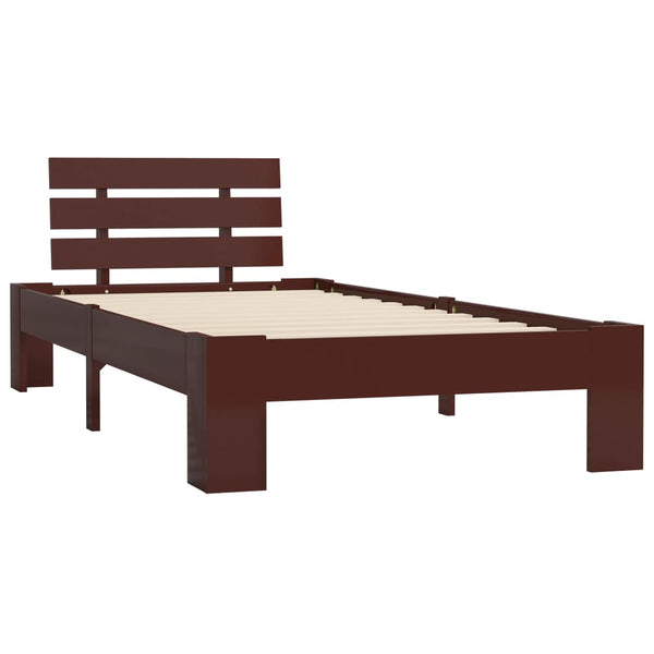vidaXL Solid Wood Bed Dark Brown Pine 100x200 cm