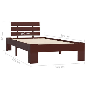 vidaXL Solid Wood Bed Dark Brown Pine 100x200 cm