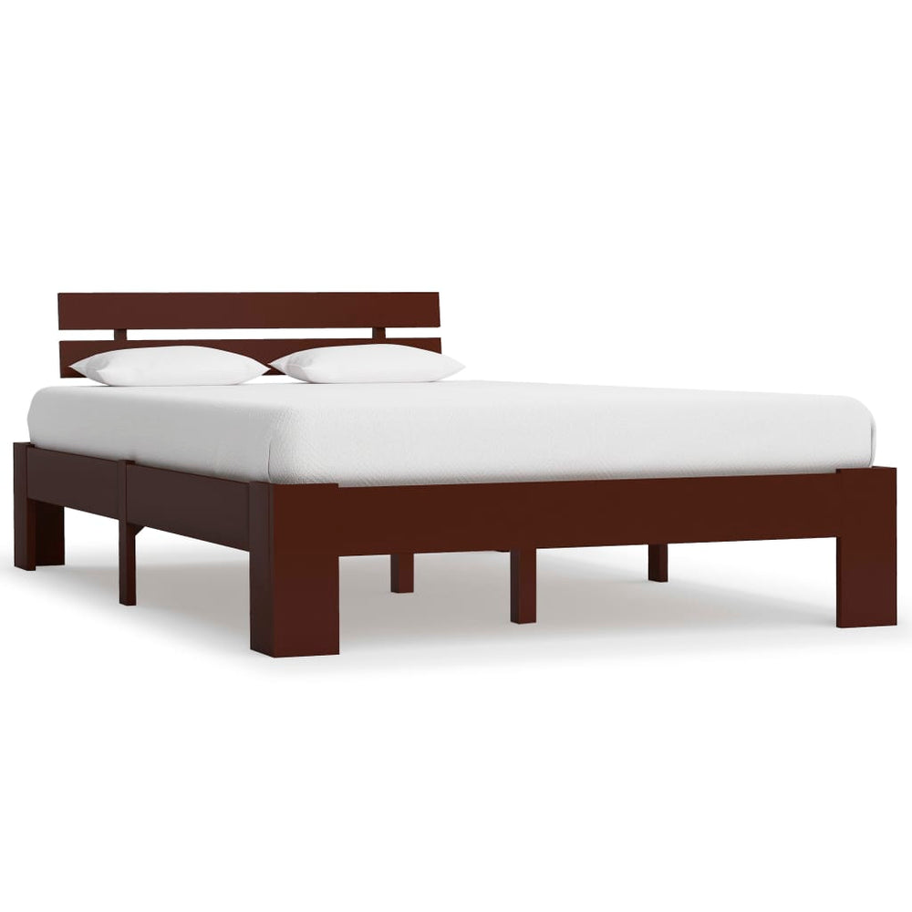 vidaXL Solid Pine Bed Dark Brown 140x200 cm