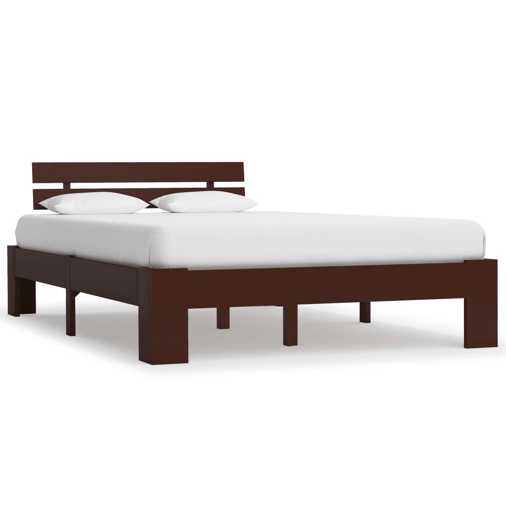 vidaXL Solid Pine Bed Dark Brown 140x200 cm