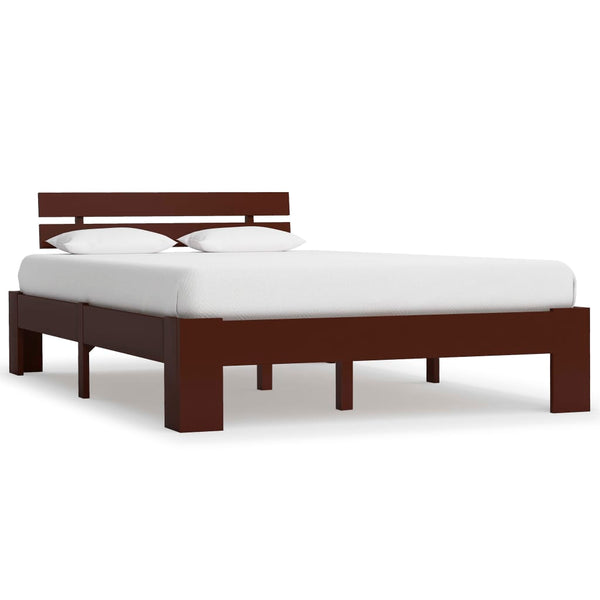 vidaXL Solid Pine Bed Dark Brown 140x200 cm