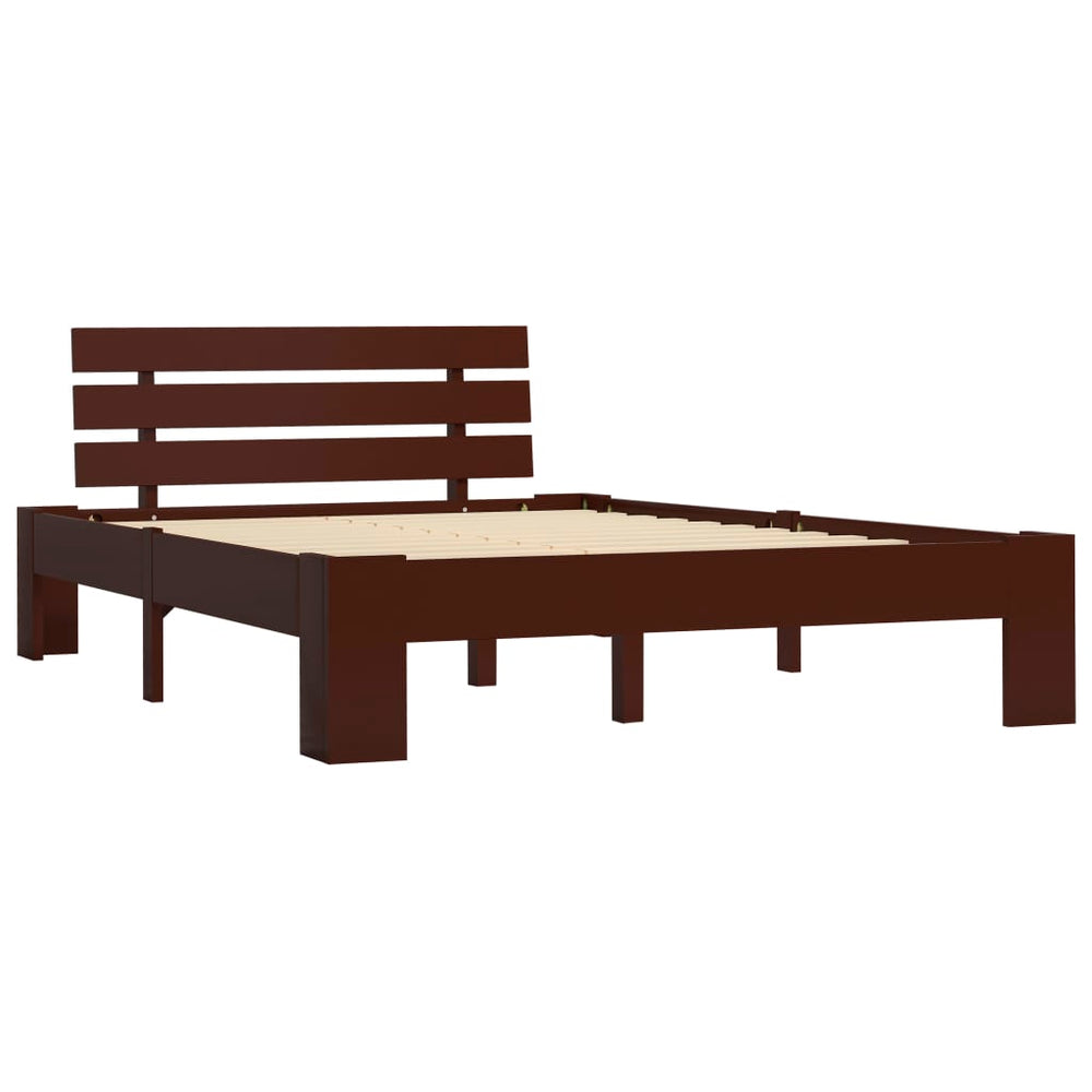 vidaXL Solid Pine Bed Dark Brown 140x200 cm