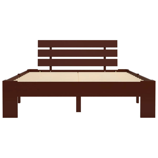 vidaXL Solid Pine Bed Dark Brown 140x200 cm