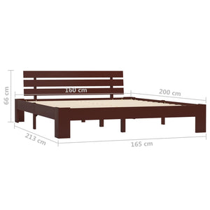 vidaXL Solid Wood Bed Dark Brown Pine 160x200 cm