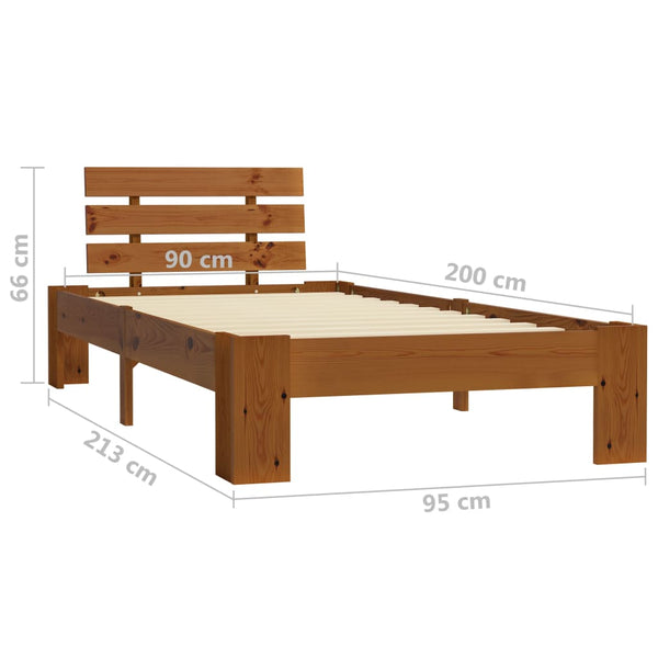vidaXL Solid Pine Bed Honey Brown 90x200 cm